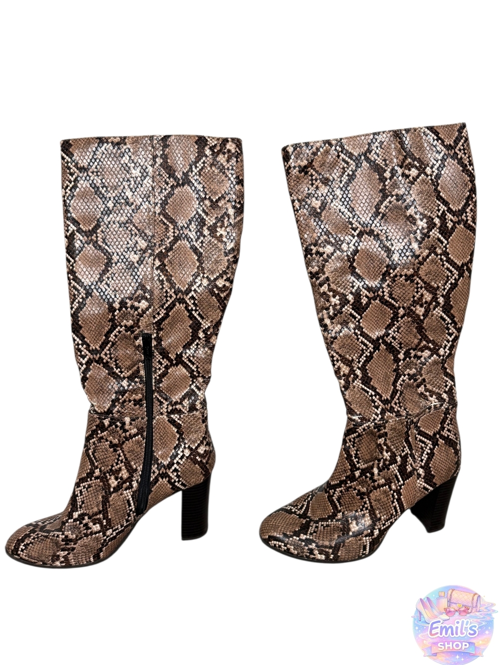 Target Women's Snakeskin Knee-High Heeled Boots - Brown/Black